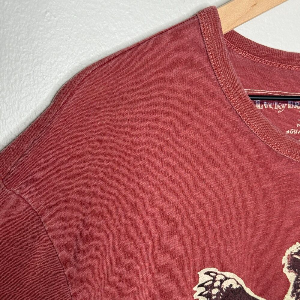 Lucky‎ Brand Mens T-Shirt XL Red Bear Graphic Hipsters Casual Basics - Picture 7 of 7